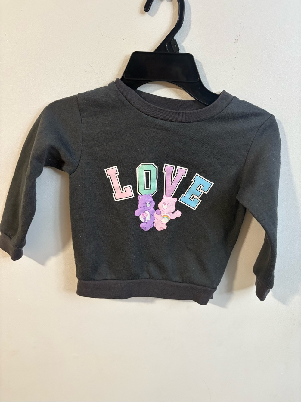 4/30$ Care Bears Black Sweatshirt with Pastel LOVE Graphic 3 years
